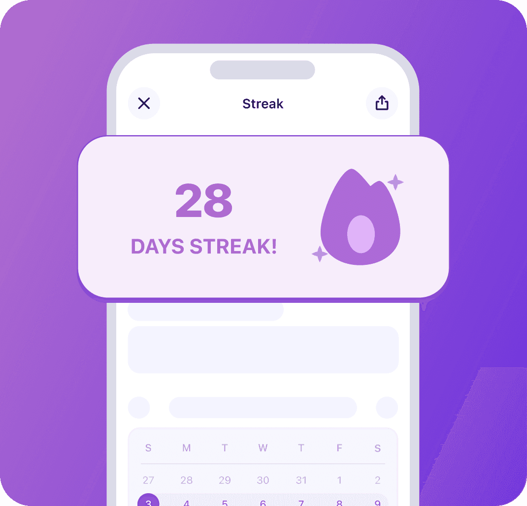 The Nevlin streak screen showing a 28 day streak